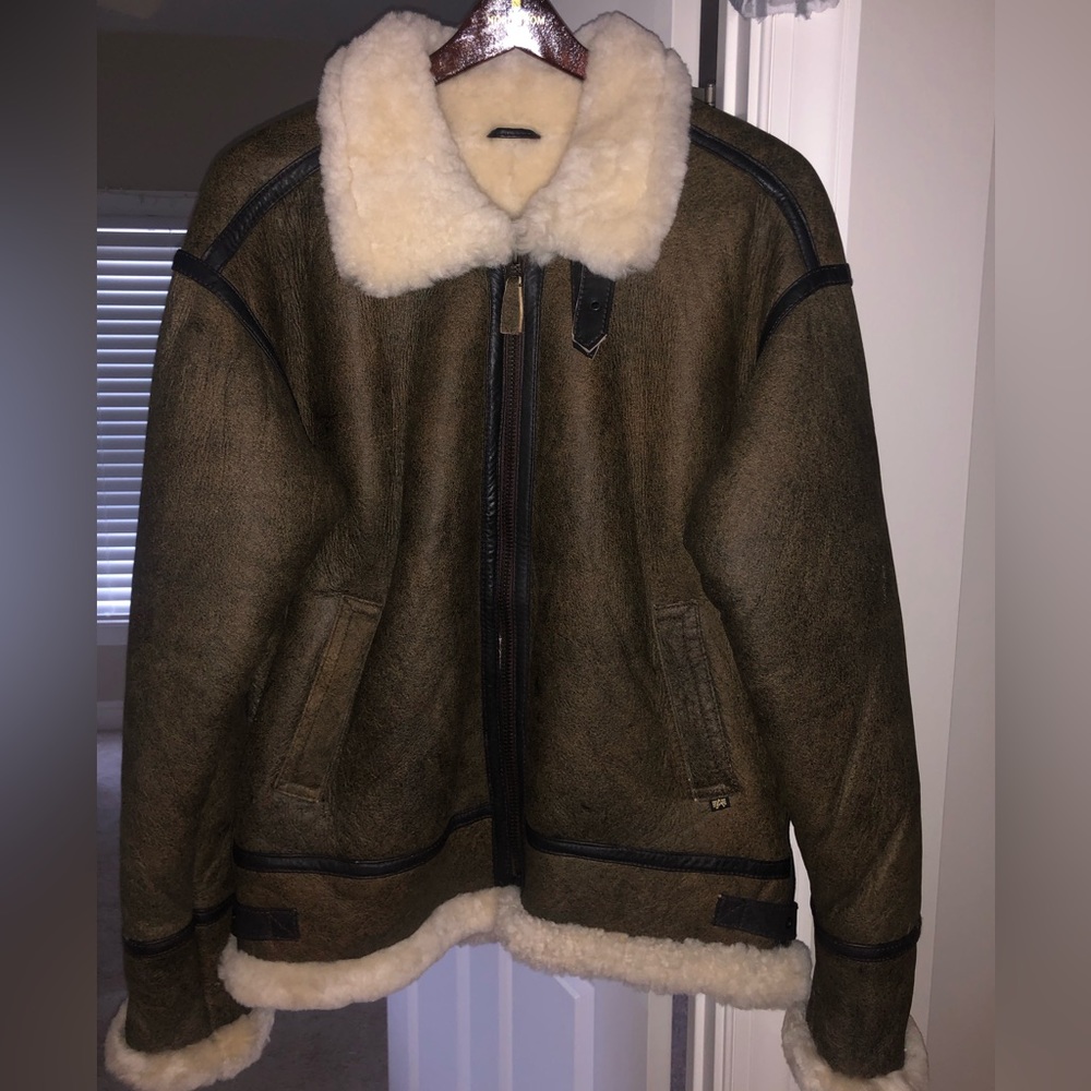 Alpha Industries B-3 Sherpa Leather Bomber Jacket